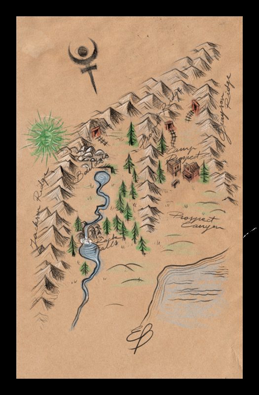 Hand-drawn mountain map from the book