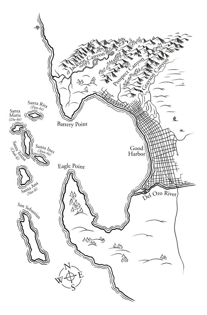 Hand-drawn map of the Good Harbor region
