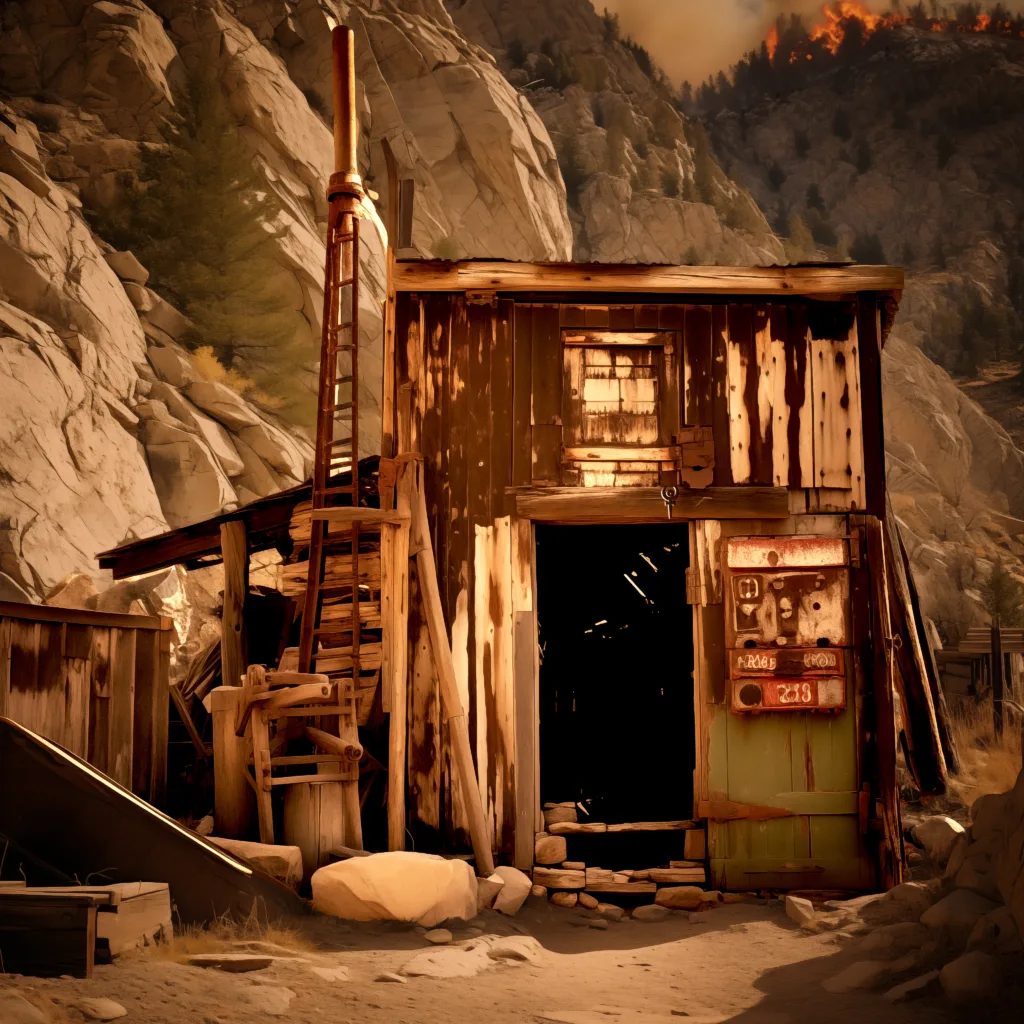 An abandoned mine shack in a canyon